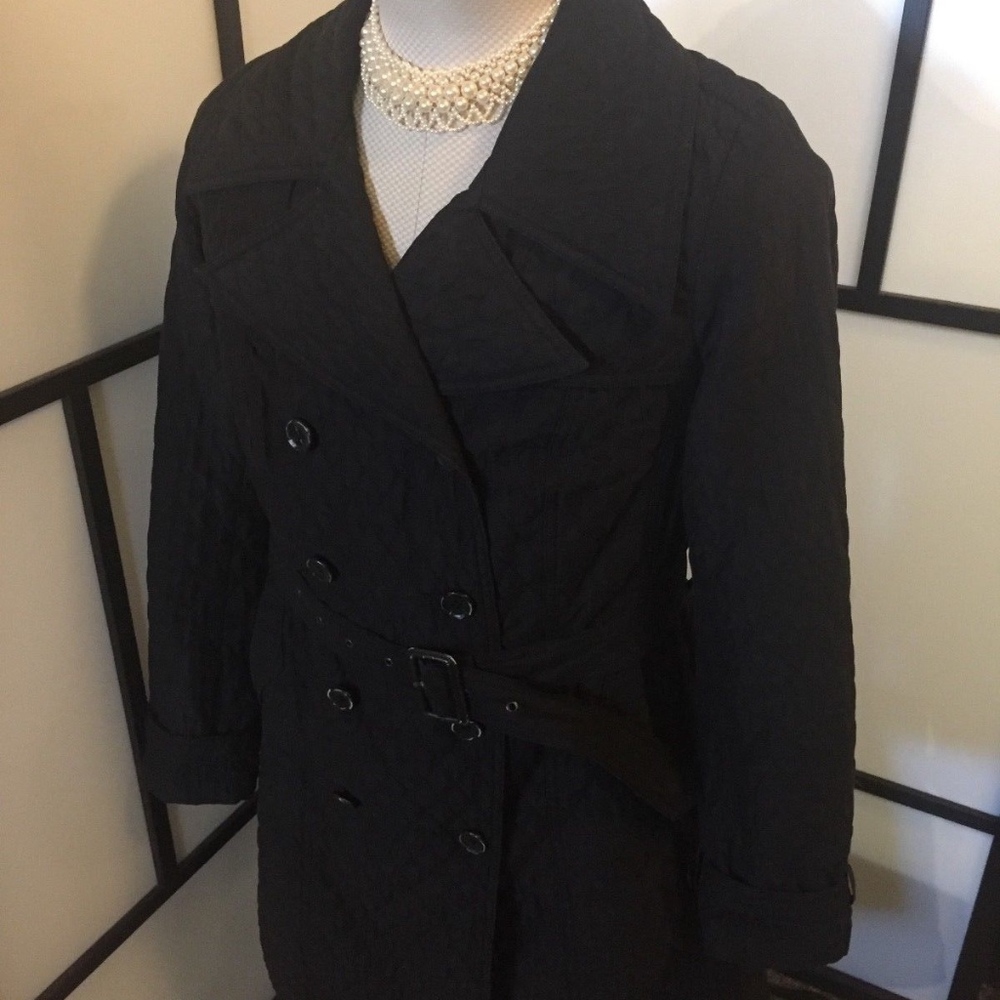 Merona* Diamond Quilted Coat Black Size Medium - Picture 3 of 8